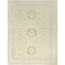 Load image into Gallery viewer, 9&#39;x11&#39;9&quot; Dutch White, Hand Knotted, Afghan Peshawar with Khotan Design, Stone Washed, Extra Soft Wool, Oriental Rug FWR496218