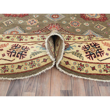 Load image into Gallery viewer, 9&#39;x9&#39; Taupe Brown, Special Kazak with All Over Pattern Natural Dyes, Organic Wool Hand Knotted, Round Oriental Rug FWR496266