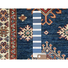 Load image into Gallery viewer, 2&#39;9&quot;x13&#39;6&quot; Prussian Blue, Afghan Super Kazak with Large Medallions, Natural Dyes, Densely Woven, Soft Wool, Hand Knotted, Runner Oriental Rug FWR496320