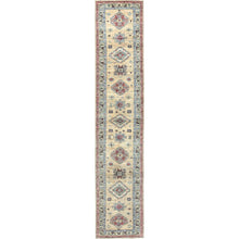 Load image into Gallery viewer, 2&#39;8&quot;x13&#39;5&quot; Chamomile, Afghan Super Kazak Natural Dyes, Natural Wool Hand Knotted, Runner Oriental Rug FWR496332