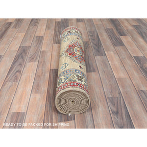 2'8"x13'5" Chamomile, Afghan Super Kazak Natural Dyes, Natural Wool Hand Knotted, Runner Oriental Rug FWR496332