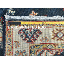 Load image into Gallery viewer, 3&#39;x18&#39;6&quot; Yale Blue, Soft Wool Hand Knotted, Special Kazak with Geometric Pattern Natural Dyes, XL Runner Oriental Rug FWR497676