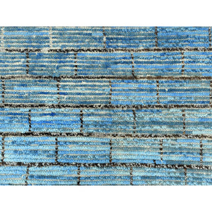 8'x10'9" Powder Blue, Ben Ourain Moroccan Berber Influence Shilhah Design, Natural Dyes, Extra Soft Wool, Hand Knotted Oriental Rug FWR497742