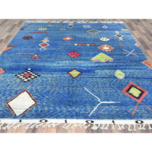 Load image into Gallery viewer, 8&#39;x10&#39;7&quot; Lapis Blue, Ben Ourain Moroccan Berber Influence Design, Natural Dyes, Soft Wool, Hand Knotted Oriental Rug FWR497748