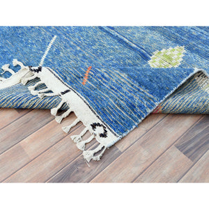 8'x10'7" Lapis Blue, Ben Ourain Moroccan Berber Influence Design, Natural Dyes, Soft Wool, Hand Knotted Oriental Rug FWR497748