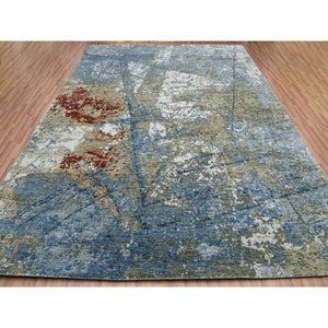 9'x12' Bone Color, Dense Weave Persian Knot, Organic Wool Hand Knotted, Abstract Design, Oriental Rug FWR498288