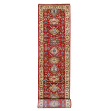 Load image into Gallery viewer, 2&#39;8&quot;x17&#39;10&quot; Red, Hand Knotted, Organic Wool, Karajeh Design, XL Runner, Soft to the Touch Pile Oriental Rug FWR505806