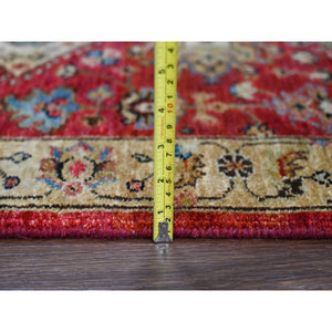 2'8"x17'10" Red, Hand Knotted, Organic Wool, Karajeh Design, XL Runner, Soft to the Touch Pile Oriental Rug FWR505806