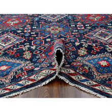 Load image into Gallery viewer, 9&#39;x11&#39;9&quot; Charcoal Black, 100% Wool, Supple Collection, Karajeh Heriz Geometric Design, Thick and Plush, Hand Knotted, Oriental Rug FWR506256