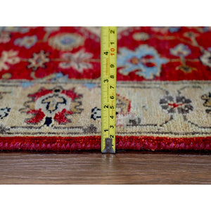 2'9"x15'10" Auburn Red, Hand Knotted, Natural Wool, Karajeh Design, Soft to the Touch Pile, XL Runner Oriental Rug FWR507120