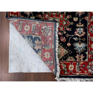 2'9"x11'10" Pastel Black, Hand Knotted Karajeh Design with Tribal Medallions, Organic Wool, Natural Dyes, Runner Oriental Rug FWR507132