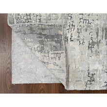 Load image into Gallery viewer, 2&#39;5&quot;x18&#39; Rustic and Lava Gray, Wool and Silk, Hand Knotted, Dense Weave, Persian Knot, Abstract with Mosaic Design, XL Runner Oriental Rug FWR507690