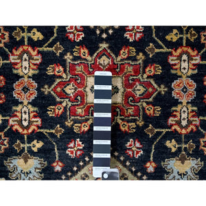 3'2"x5' Denim Black, Karajeh Design with All Over Pattern, Vegetable Dyes, Soft Pile, Pure Wool, Hand Knotted, Oriental Rug FWR507972