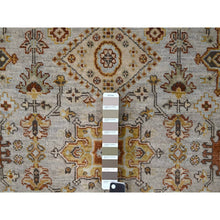 Load image into Gallery viewer, 4&#39;2&quot;x9&#39;10&quot; Goose Gray, Karajeh Design with Tribal Medallions, Pure Wool, Hand Knotted, Wide Runner Oriental Rug FWR507990