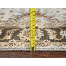 Load image into Gallery viewer, 4&#39;2&quot;x9&#39;10&quot; Goose Gray, Karajeh Design with Tribal Medallions, Pure Wool, Hand Knotted, Wide Runner Oriental Rug FWR507990