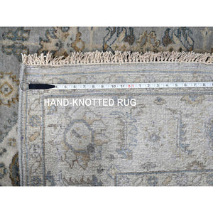 6'2"x6'2" Medium Gray, Karajeh and Geometric Design, Pure Wool, Hand Knotted, Square Oriental Rug FWR508224