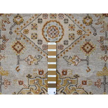Load image into Gallery viewer, 6&#39;x6&#39; Goose Gray, Hand Knotted, Karajeh Design with Tribal Medallions, Pure Wool, Square Oriental Rug FWR508242