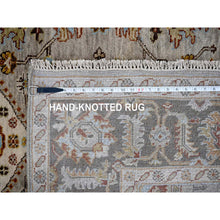 Load image into Gallery viewer, 6&#39;x6&#39; Goose Gray, Hand Knotted, Karajeh Design with Tribal Medallions, Pure Wool, Square Oriental Rug FWR508242