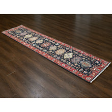Load image into Gallery viewer, 2&#39;7&quot;x10&#39;1&quot; Denim Black, Vegetable Dyes, Soft Pile, Organic Wool, Hand Knotted, Karajeh Design with All Over Pattern, Runner Oriental Rug FWR508260