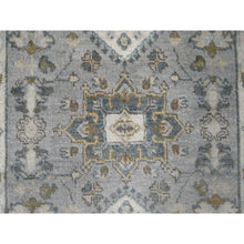 Load image into Gallery viewer, 2&#39;8&quot;x7&#39;10&quot; Medium Gray, Karajeh and Geometric Design, 100% Wool, Hand Knotted, Runner Oriental Rug FWR508314