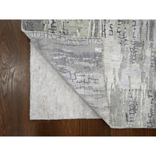 Load image into Gallery viewer, 2&#39;8&quot;x25&#39;7&quot; Cloud Gray, Abstract with Mosaic Design, Wool and Silk, Hand Knotted, XL Runner Oriental Rug FWR508332