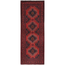 Load image into Gallery viewer, 1&#39;10&quot;x5&#39; Barn Red Afghan Andkhoy with Geometric Pattern, 100% Wool Hand Knotted, Oriental Rug FWR510942