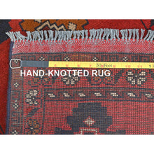 Load image into Gallery viewer, 1&#39;10&quot;x3&#39;3&quot; Cherry Red, Afghan Andkhoy with Geometric Pattern, Organic Wool Hand Knotted, Oriental Rug FWR511044