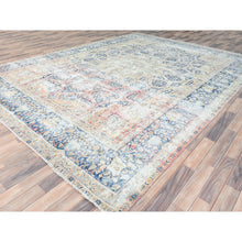 Load image into Gallery viewer, 9&#39;9&quot;x13&#39;2&quot; Ivory, Vintage Persian Kerman, Washed Out and Erased Goombad Dome Design, Hand Knotted Soft Wool Evenly Worn, Cleaned with Sides and Edges Professionally Secured, Oriental Rug FWR511638