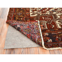 Load image into Gallery viewer, 8&#39;x10&#39;9&quot; Tomato Red, Vintage Bohemian Persian Heriz, Large Geometric Medallion, Evenly Worn, Pure Wool, Hand Knotted, Good Condition, Distressed Feel, Sides and Ends Professionally Secured, Cleaned, Oriental Rug FWR511872