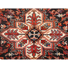 Load image into Gallery viewer, 8&#39;3&quot;x10&#39;10&quot; Chili Red with Ivory Corners, Rustic Feel, Pure Wool, Hand Knotted, Semi Antique Bohemian Persian Heriz, Good Condition, Sides and Ends Professionally Secured, Cleaned, Oriental Rug FWR512310