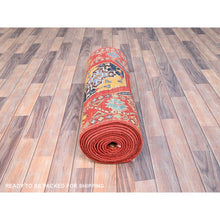 Load image into Gallery viewer, 2&#39;7&quot;x18&#39;9&quot; Prismatic Red, Natural Dyes, Pure Wool, Afghan Ersari with Elephant Feet Design, Hand Knotted, XL Runner Oriental Rug FWR513552