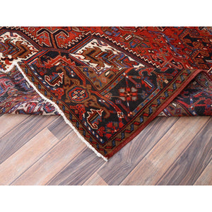 10'x12'5" Barn Red, Semi Antique Persian Heriz, Good Condition, Rustic Feel, Worn Wool, Hand Knotted, Oriental Rug FWR514038