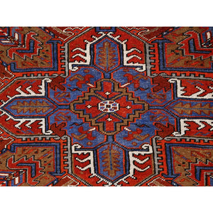 10'x12'5" Barn Red, Semi Antique Persian Heriz, Good Condition, Rustic Feel, Worn Wool, Hand Knotted, Oriental Rug FWR514038