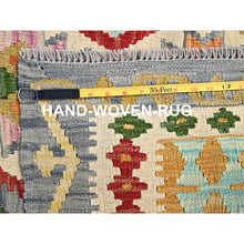 Load image into Gallery viewer, 7&#39;x9&#39;7&quot; Colorful, Flat Weave, Natural Wool, Vegetable Dyes, Afghan Kilim with Geometric Pattern, Hand Woven, Oriental Rug FWR514272