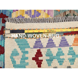 10'1"x13'10" Colorful, Reversible, Flat Weave, Hand Woven, Soft Wool, Afghan Kilim with Geometric Pattern, Vegetable Dyes, Oriental Rug FWR514524