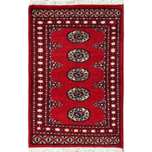 Load image into Gallery viewer, 2&#39;1&quot;x3&#39;2&quot;Cherry Red, Princess Bokara with Tribal Medallions, Vegetable Dyes, Pure Wool, Hand Knotted Mat Oriental Rug FWR514722