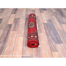 Load image into Gallery viewer, 2&#39;1&quot;x3&#39;2&quot;Cherry Red, Princess Bokara with Tribal Medallions, Vegetable Dyes, Pure Wool, Hand Knotted Mat Oriental Rug FWR514722