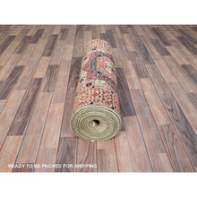 Load image into Gallery viewer, 2&#39;8&quot;x19&#39;6&quot; Parchment White, 14th Century Mamluk Dynasty Pattern, 200 KPSI, Natural Dyes, Pure Wool, Hand Knotted, XL Runner Oriental Rug FWR515052