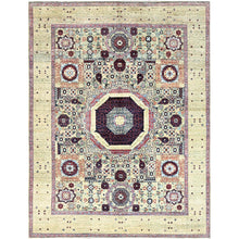 Load image into Gallery viewer, 8&#39;x10&#39;2&quot; Olive Green, 14th Century Mamluk Dynasty Pattern, Pure Wool, Hand Knotted, 200 KPSI, Vegetable Dyes, Oriental Rug FWR515202