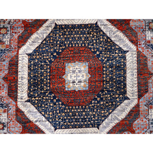 8'10"x12' Candy Red, Natural Wool, 200 KPSI, 14th Century Mamluk Dynasty Pattern, Vegetable Dyes, Hand Knotted, Oriental Rug FWR515226