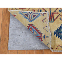 Load image into Gallery viewer, 6&#39;1&quot;x9&#39;1&quot; Mellow Yellow, Special Kazak with Southwestern Design, Hand Knotted, Soft Wool, Oriental Rug FWR522078
