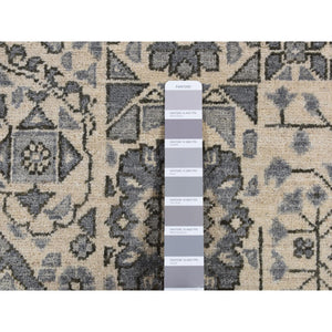 8'2"x10'5" Nevada Gray, Ottoman Mamluk Crisscross Design, Hand Knotted, Undyed Natural Wool, Oriental Rug FWR522354