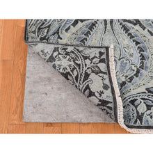 Load image into Gallery viewer, 9&#39;x12&#39;2&quot; Goose Gray, Pure Silk with Textured Wool, Tulip Flower Design, Hand Knotted, Oriental Rug FWR522432
