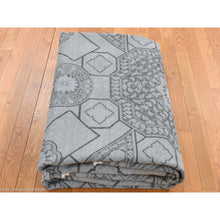 Load image into Gallery viewer, 9&#39;x11&#39;7&quot; Cadet Gray, Silk with Textured Wool, Mamluk Design, Hand Knotted, Oriental Rug FWR522450
