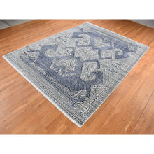 Load image into Gallery viewer, 9&#39;x12&#39;3&quot; Vista White, Hand Knotted, Tone on Tone, Pure Silk and Textured Pile, Small Repetitive Design Within A Larger Scale Geometric Motif, Oriental Rug FWR522474