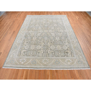 9'x12' Deep Taupe, Pure Silk, Oushak Design, Hand Knotted, Oriental Rug FWR522552