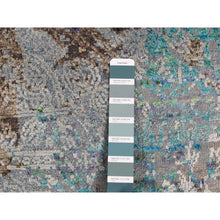 Load image into Gallery viewer, 8&#39;9&quot;x11&#39;10&quot; Battleship Gray, Diminishing Coins, Sari Silk with Textured Wool, Hand Knotted, Oriental Rug FWR522582