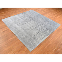 Load image into Gallery viewer, 9&#39;x9&#39; Goose Gray, Vertical Ombre Design, Pure Silk, Hand Knotted, Square Oriental Rug FWR522606