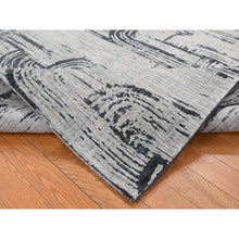 Load image into Gallery viewer, 8&#39;9&quot;x12&#39;2&quot; Goose Gray, THE CANE Design, Pure Silk with Textured Wool, Hand Knotted, Oriental Rug FWR522702