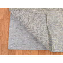 Load image into Gallery viewer, 8&#39;10&quot;x12&#39;1&quot; Silver Gray, Gold Leaf Design, Tone on Tone, Pure Silk, Hand Knotted, Oriental Rug FWR522744